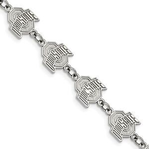 Stainless Steel Ohio State Link Adjustable Bracelet, 7 to 8.5 Inch